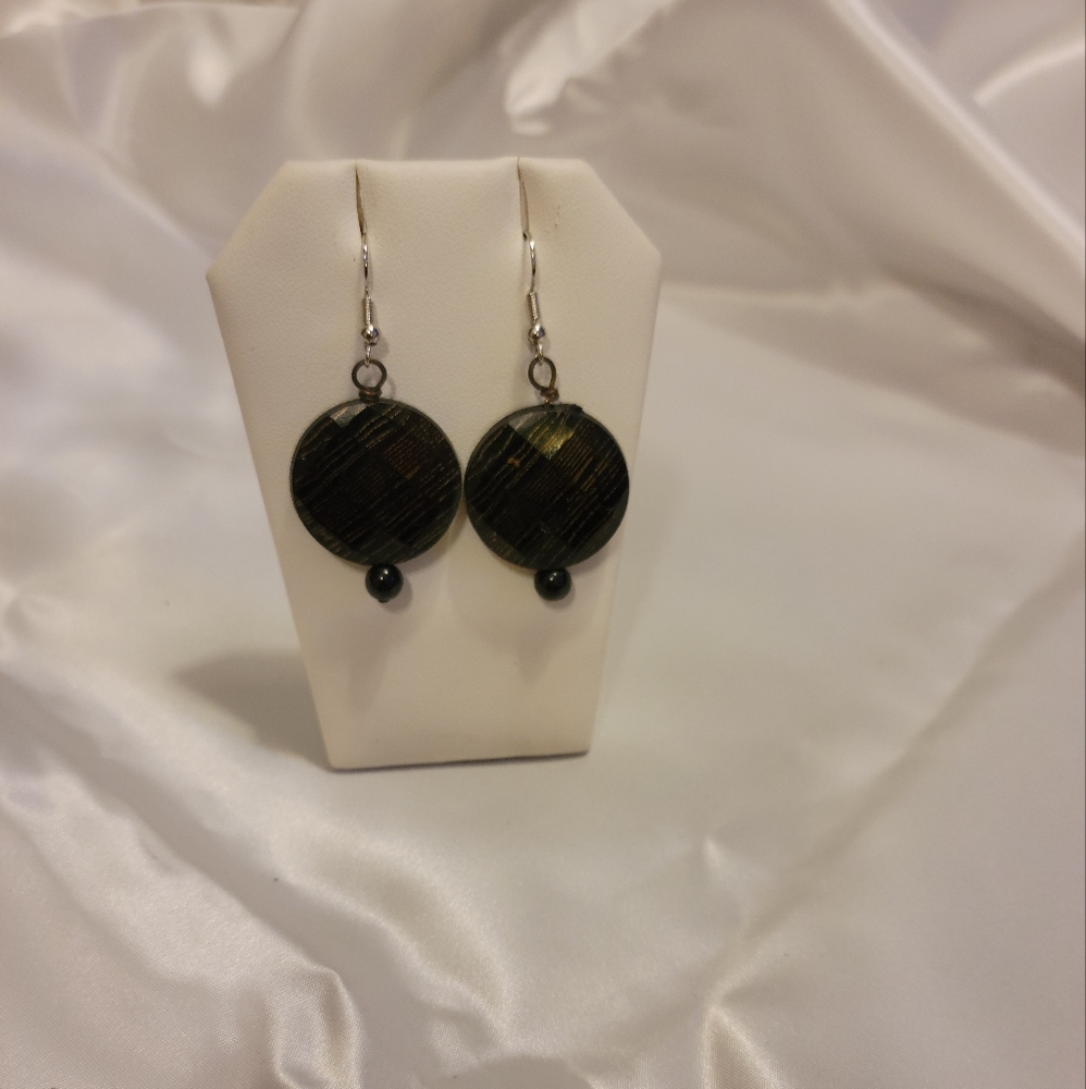 Black and gold handmade earrings.